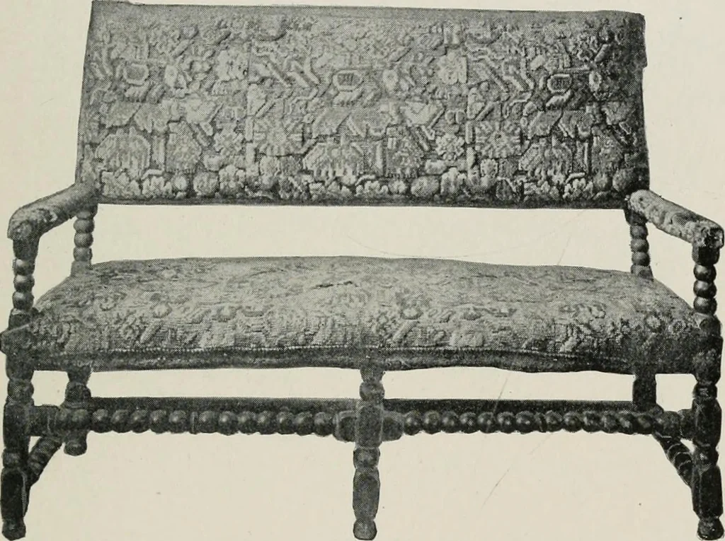 An illustration from Furniture of the olden time, 1913, leaf 218