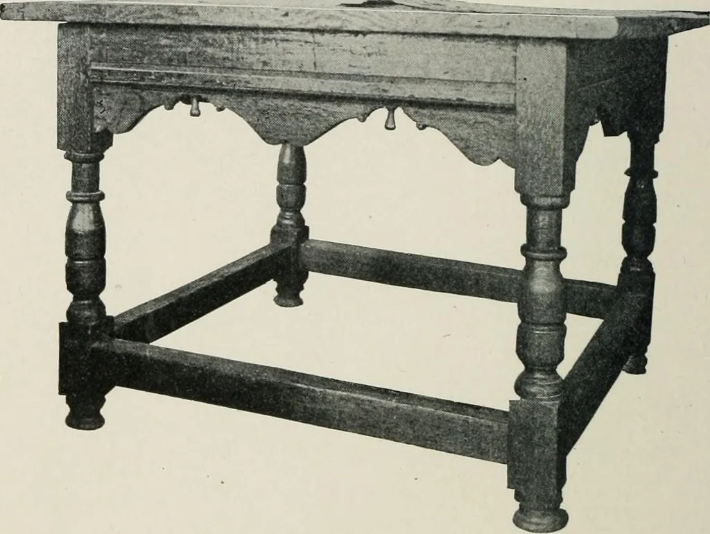 An illustration from Furniture of the olden time, 1913, leaf 241