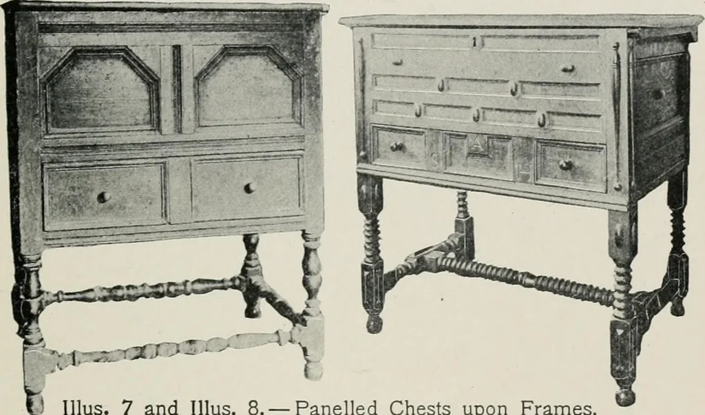 An illustration from Furniture of the olden time, 1913, leaf 42