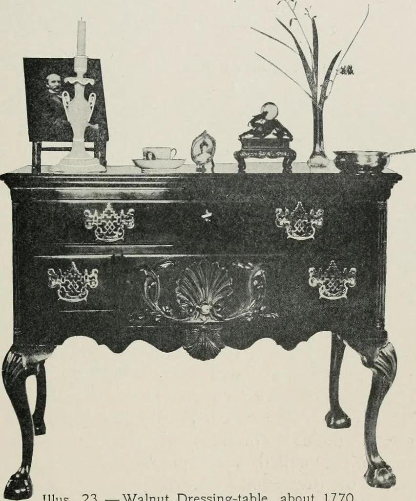 An illustration from Furniture of the olden time, 1913, leaf 62
