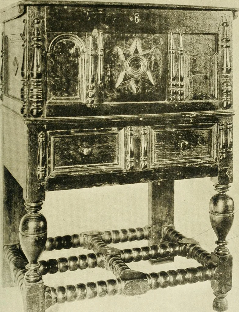 An illustration from Furniture of the Pilgrim century, 1620-1720, including colonial utensils and hardware, 1910, leaf 105