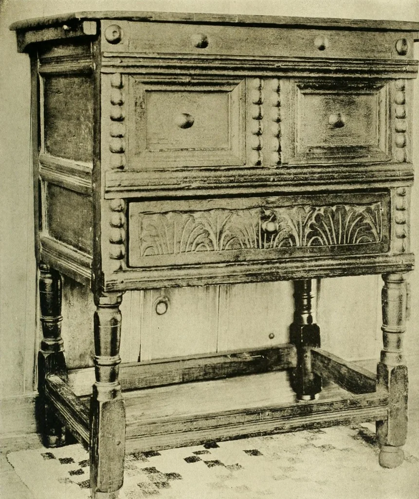 An illustration from Furniture of the Pilgrim century, 1620-1720, including colonial utensils and hardware, 1910, leaf 107