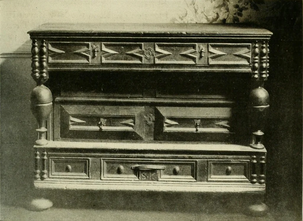 An illustration from Furniture of the Pilgrim century, 1620-1720, including colonial utensils and hardware, 1910, leaf 153