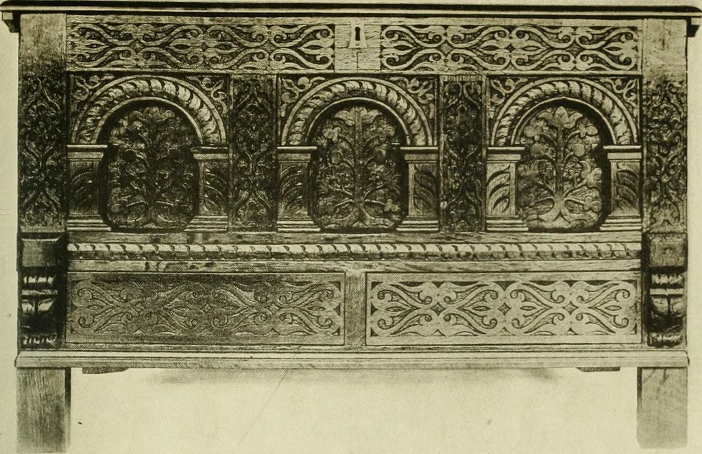 An illustration from Furniture of the Pilgrim century, 1620-1720, including colonial utensils and hardware, 1910, leaf 19