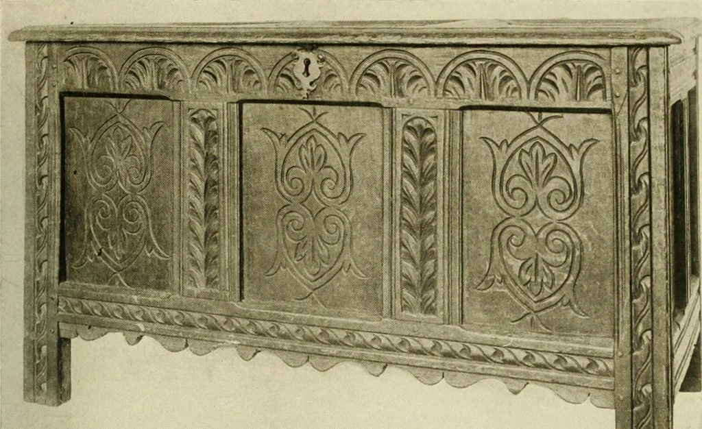 An illustration from Furniture of the Pilgrim century, 1620-1720, including colonial utensils and hardware, 1910, leaf 21