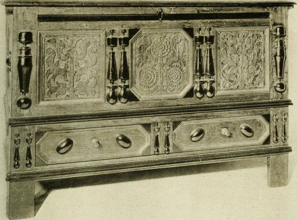 An illustration from Furniture of the Pilgrim century, 1620-1720, including colonial utensils and hardware, 1910, leaf 31