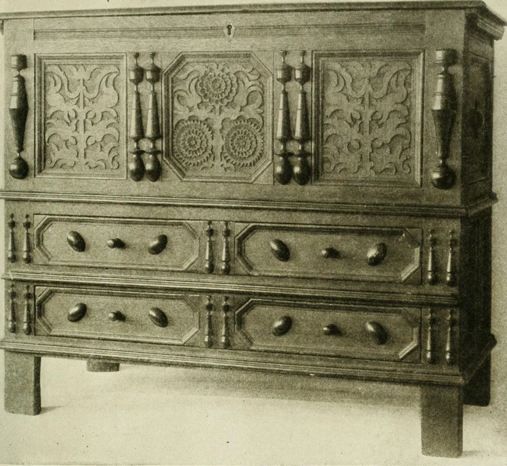 An illustration from Furniture of the Pilgrim century, 1620-1720, including colonial utensils and hardware, 1910, leaf 33