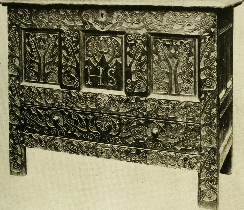 An illustration from Furniture of the Pilgrim century, 1620-1720, including colonial utensils and hardware, 1910, leaf 35