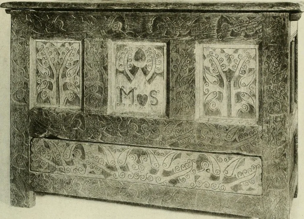 An illustration from Furniture of the Pilgrim century, 1620-1720, including colonial utensils and hardware, 1910, leaf 37