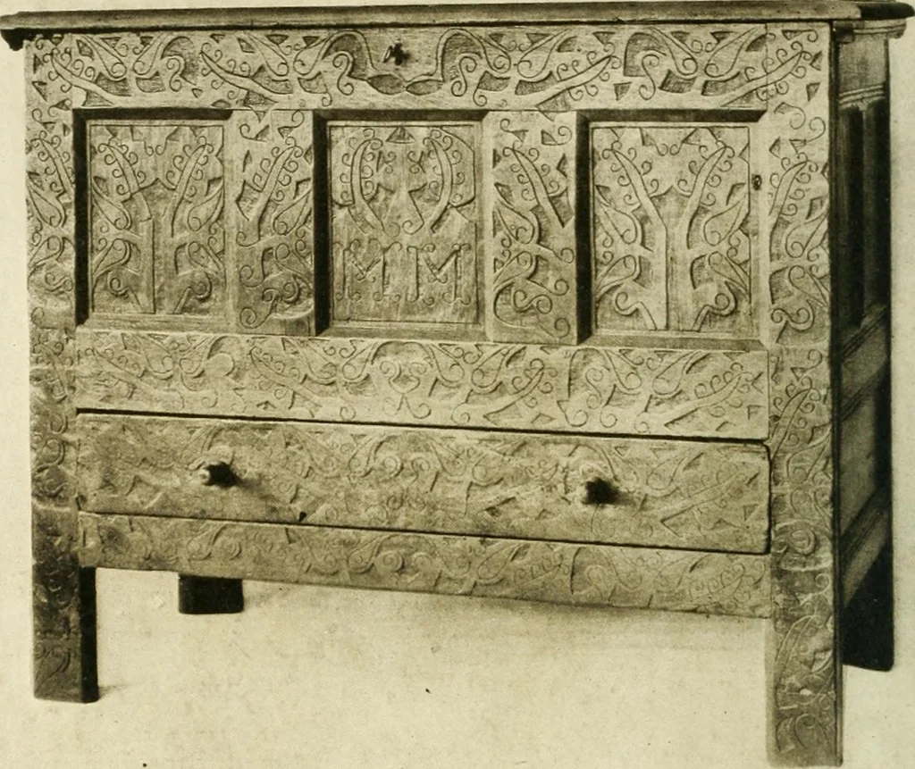 An illustration from Furniture of the Pilgrim century, 1620-1720, including colonial utensils and hardware, 1910, leaf 38