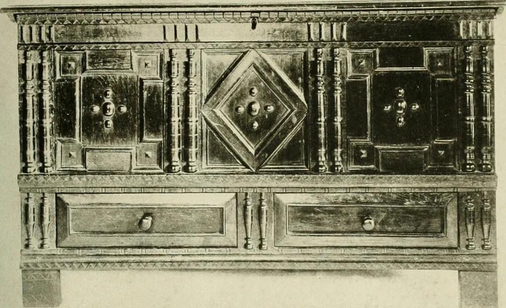 An illustration from Furniture of the Pilgrim century, 1620-1720, including colonial utensils and hardware, 1910, leaf 43