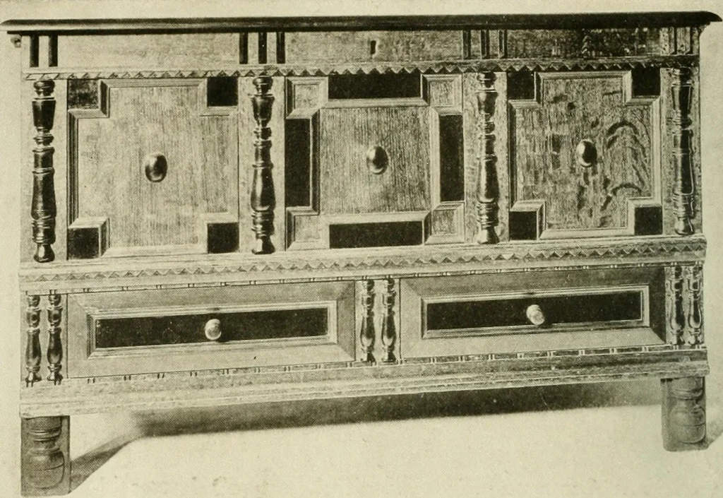 An illustration from Furniture of the Pilgrim century, 1620-1720, including colonial utensils and hardware, 1910, leaf 46