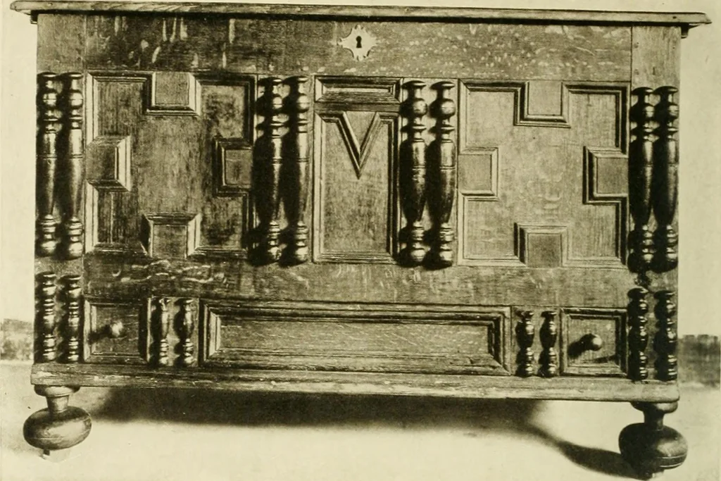 An illustration from Furniture of the Pilgrim century, 1620-1720, including colonial utensils and hardware, 1910, leaf 58