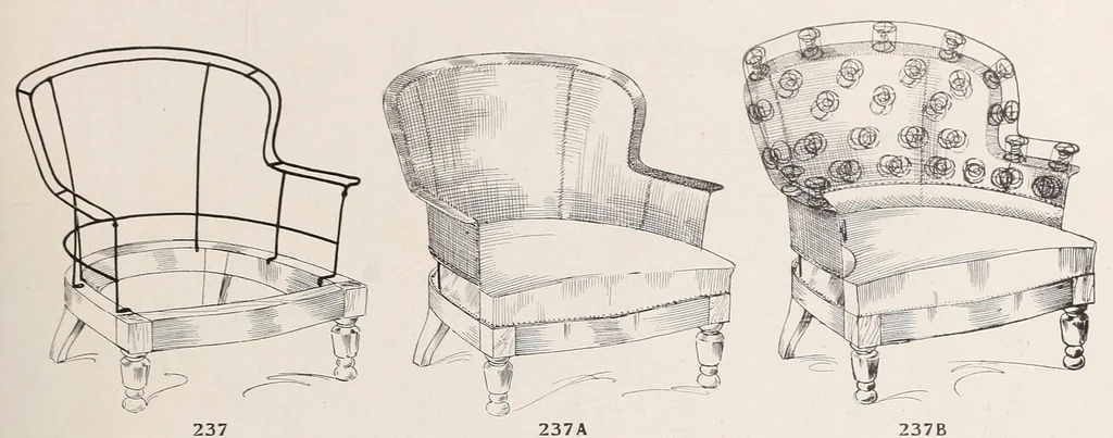 An illustration from Furniture upholstering; a practical handbook for the upholsterer .. over seven hundred illustrations with descriptive text, 1914, leaf 115