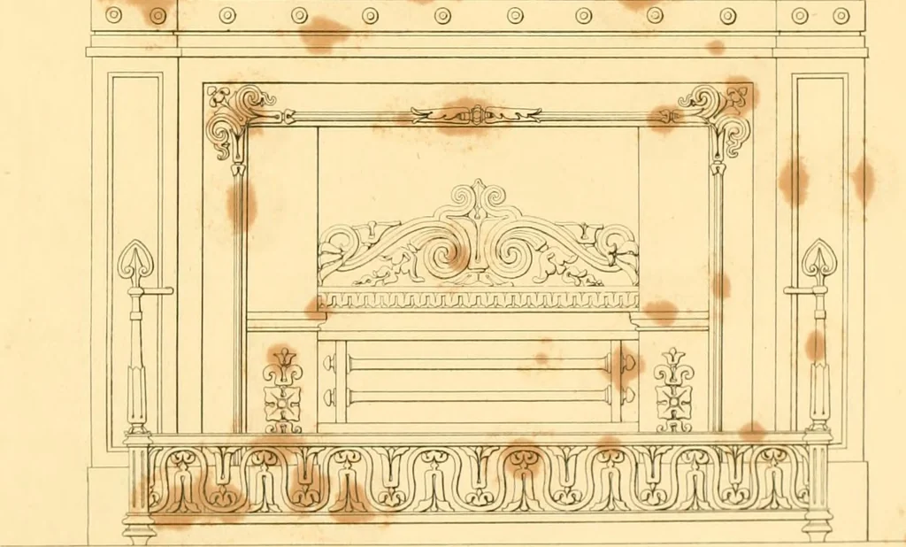 An illustration from Furniture with candelabra and interior decoration, 1838, leaf 9