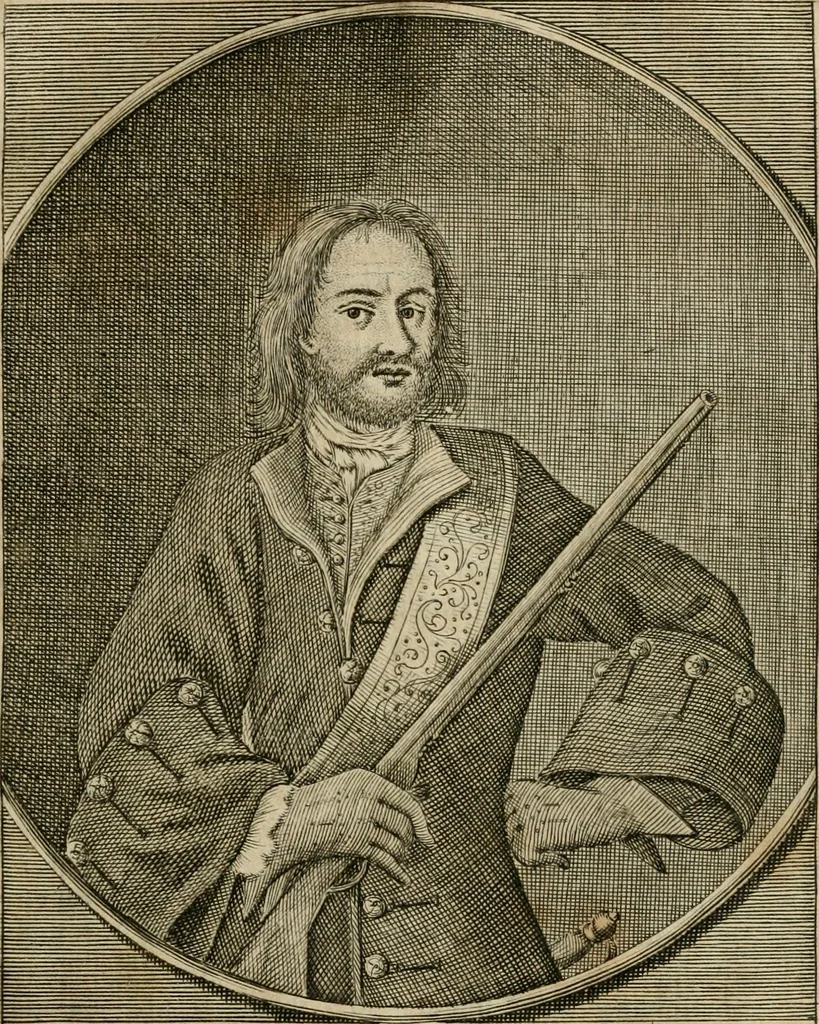 An illustration from Fürtreffliches Denck-Mahl der göttlichen Regierung bewiesen an der uhralten höchst-berühmten Antiquität des Klosters zu S. Michaëlis in Lüneburg, der in dem hohen Alter daselbst gestandenen güldenen Taffel, und anderer Kostbarkeiten : wie der gerechte Gott dero Räuber gantz wunderbarlich entdecket, zugleich viele begangene zuvor gantz unerforschliche Kirchen-Räubereyen und Diebstähle ans licht gebracht ..., 1700, leaf 208