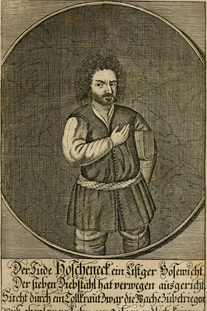 An illustration from Fürtreffliches Denck-Mahl der göttlichen Regierung bewiesen an der uhralten höchst-berühmten Antiquität des Klosters zu S. Michaëlis in Lüneburg, der in dem hohen Alter daselbst gestandenen güldenen Taffel, und anderer Kostbarkeiten : wie der gerechte Gott dero Räuber gantz wunderbarlich entdecket, zugleich viele begangene zuvor gantz unerforschliche Kirchen-Räubereyen und Diebstähle ans licht gebracht ..., 1700, leaf 334