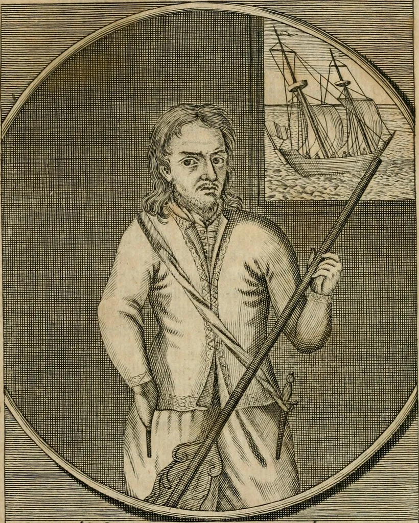 An illustration from Fürtreffliches Denck-Mahl der göttlichen Regierung bewiesen an der uhralten höchst-berühmten Antiquität des Klosters zu S. Michaëlis in Lüneburg, der in dem hohen Alter daselbst gestandenen güldenen Taffel, und anderer Kostbarkeiten : wie der gerechte Gott dero Räuber gantz wunderbarlich entdecket, zugleich viele begangene zuvor gantz unerforschliche Kirchen-Räubereyen und Diebstähle ans licht gebracht ..., 1700, leaf 52