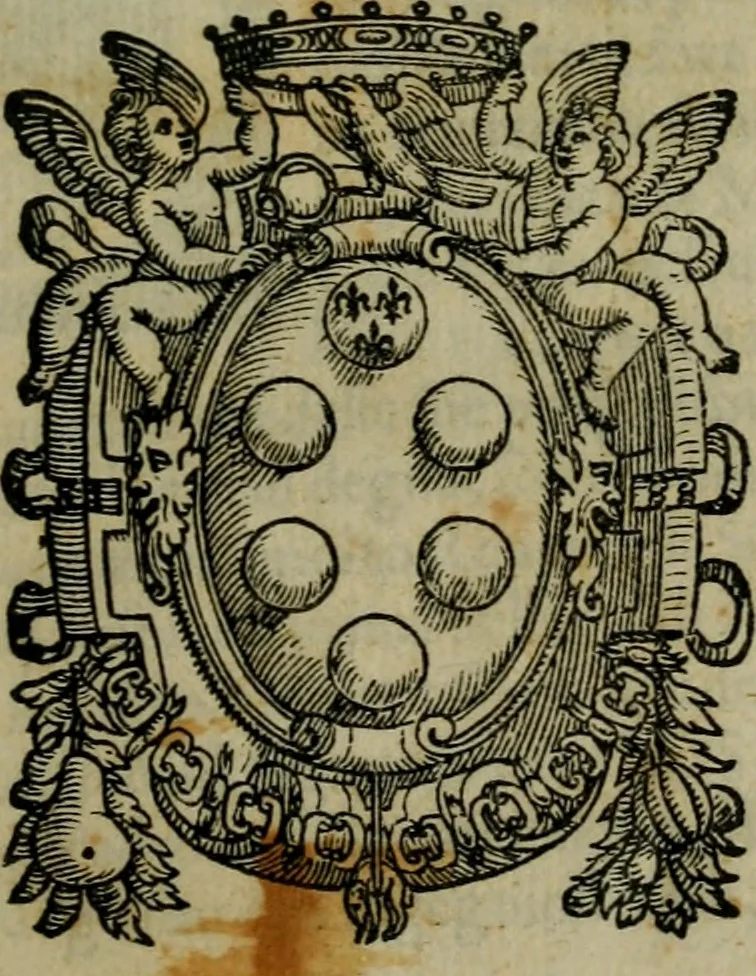 An illustration from Orazione fvnerale di m. Benedetto Varchi : fatta, e recitata da lui pubblicamente nell'essequie di Michelagnolo Bvonarroti in Firenze, nella chiesa di San Lorenzo .., 1564, leaf 4