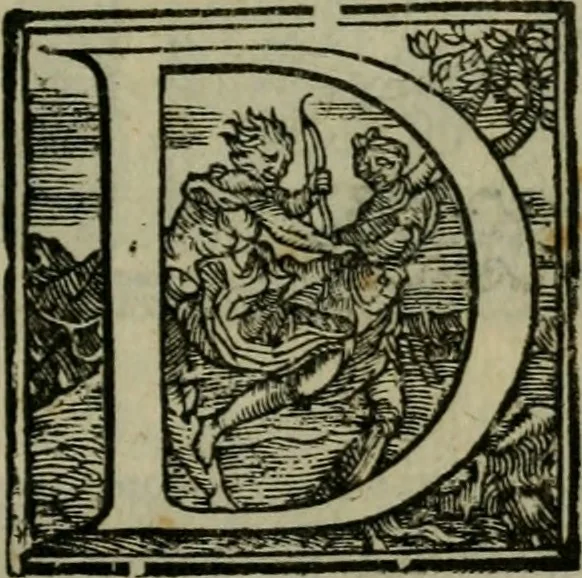 An illustration from Orazione fvnerale di m. Benedetto Varchi : fatta, e recitata da lui pubblicamente nell'essequie di Michelagnolo Bvonarroti in Firenze, nella chiesa di San Lorenzo .., 1564, leaf 6