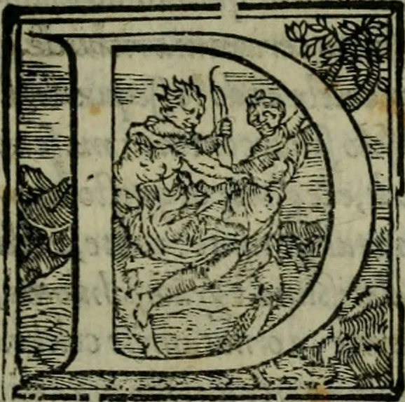An illustration from Orazione fvnerale di m. Benedetto Varchi : fatta, e recitata da lui pubblicamente nell'essequie di Michelagnolo Bvonarroti in Firenze, nella chiesa di San Lorenzo .., 1564, leaf 8