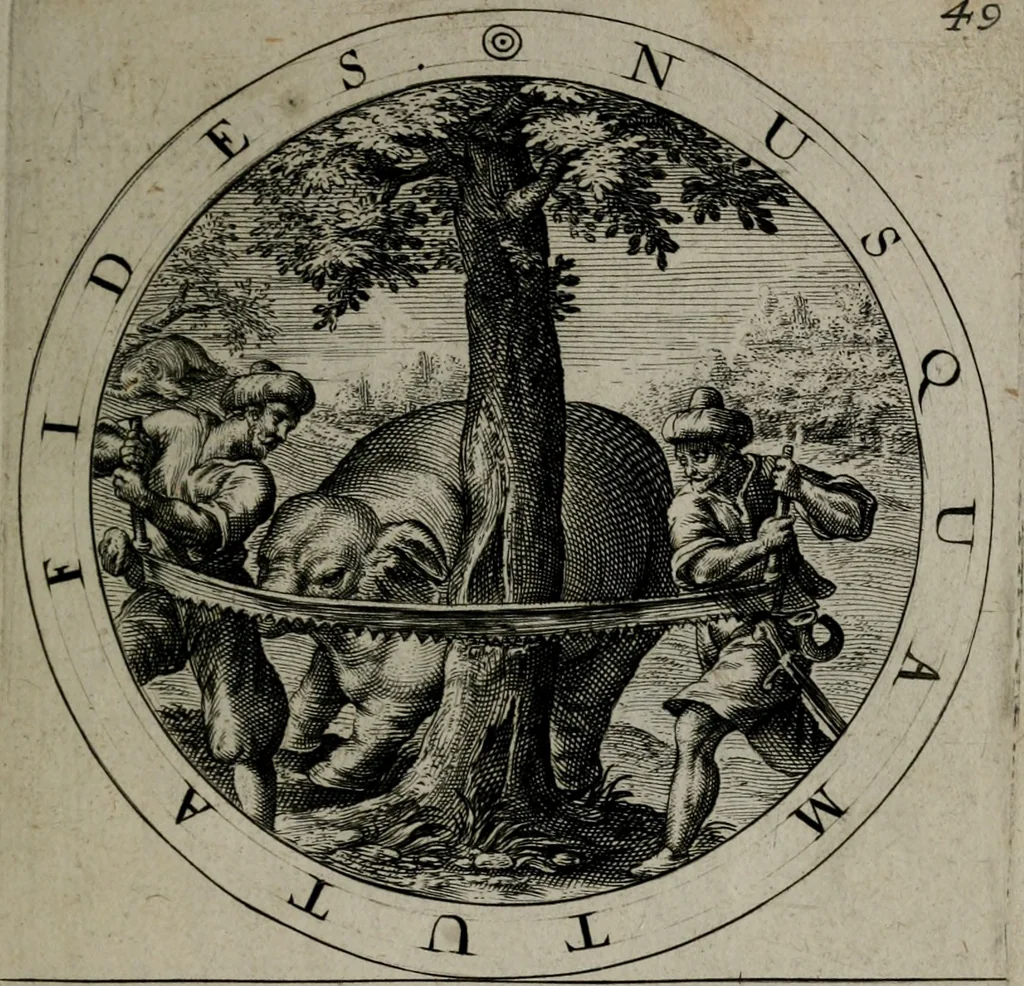 An illustration from Gabrielis Rollenhagii Selectorum emblematum centuria secunda, 1613, leaf 120