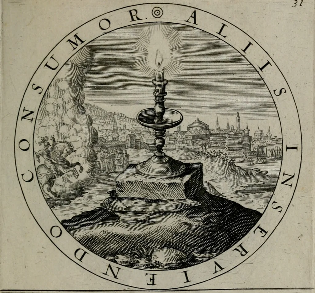 An illustration from Gabrielis Rollenhagii Selectorum emblematum centuria secunda, 1613, leaf 86