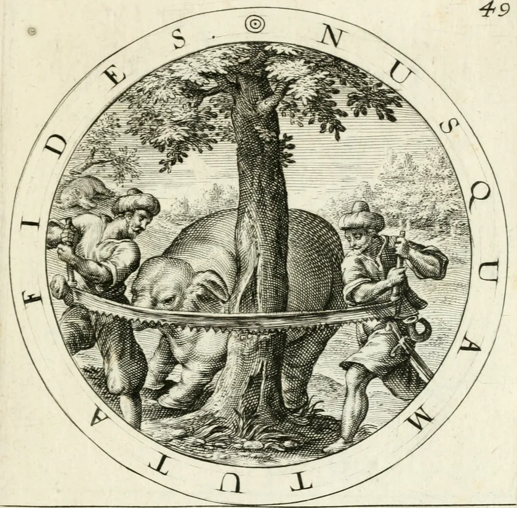 An illustration from Gabrielis Rollenhagii Selectorum emblematum centuria secunda, 1613, leaf 124