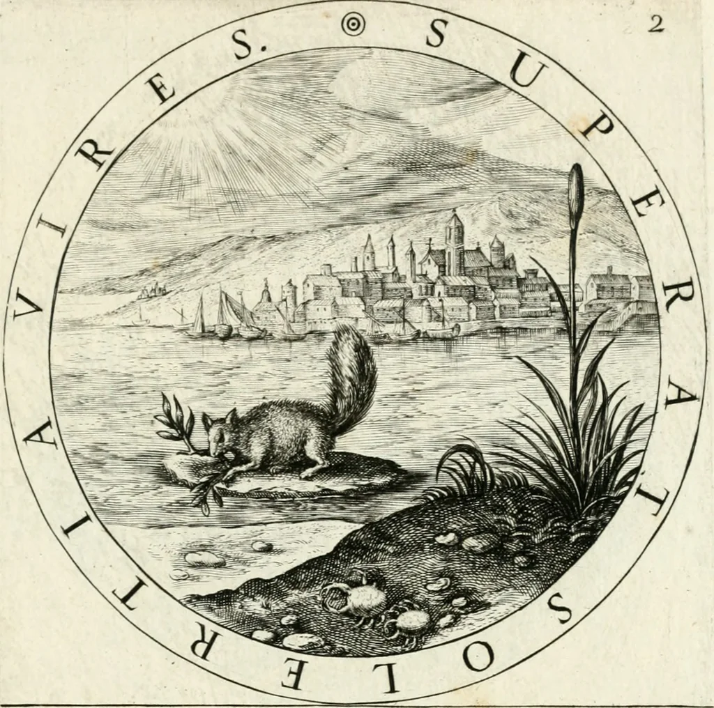 An illustration from Gabrielis Rollenhagii Selectorum emblematum centuria secunda, 1613, leaf 30
