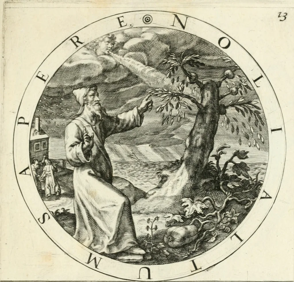 An illustration from Gabrielis Rollenhagii Selectorum emblematum centuria secunda, 1613, leaf 52