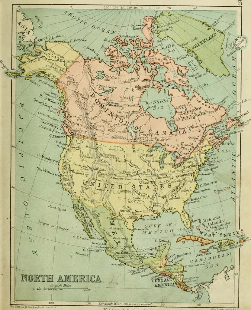 An illustration from Gage's new primer of map geography : for pupils preparing for promotion examinations, pupils preparing for entrance examinations, pupils preparing for junior and senior leaving examinations, students preparing for teachers' certificates, and all official examinations, 1892, leaf 106