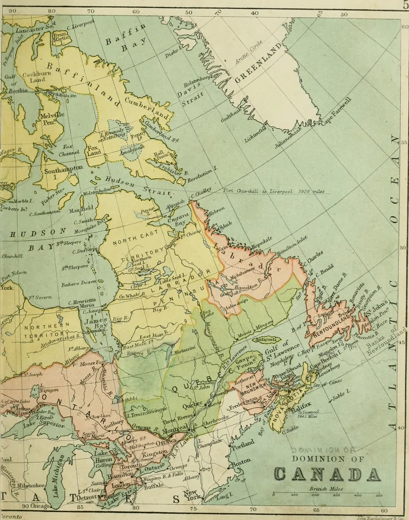 An illustration from Gage's new primer of map geography : for pupils preparing for promotion examinations, pupils preparing for entrance examinations, pupils preparing for junior and senior leaving examinations, students preparing for teachers' certificates, and all official examinations, 1892, leaf 108