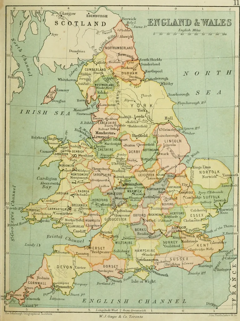 An illustration from Gage's new primer of map geography : for pupils preparing for promotion examinations, pupils preparing for entrance examinations, pupils preparing for junior and senior leaving examinations, students preparing for teachers' certificates, and all official examinations, 1892, leaf 114