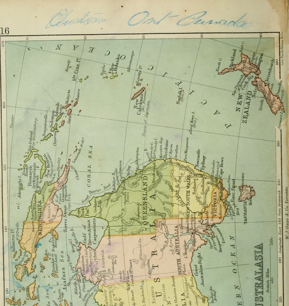 An illustration from Gage's new primer of map geography : for pupils preparing for promotion examinations, pupils preparing for entrance examinations, pupils preparing for junior and senior leaving examinations, students preparing for teachers' certificates, and all official examinations, 1892, leaf 119