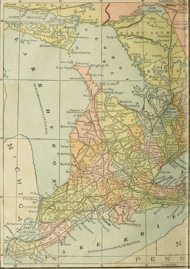 An illustration from Gage's new primer of map geography : for pupils preparing for promotion examinations, pupils preparing for entrance examinations, pupils preparing for junior and senior leaving examinations, students preparing for teachers' certificates, and all official examinations, 1892, leaf 3