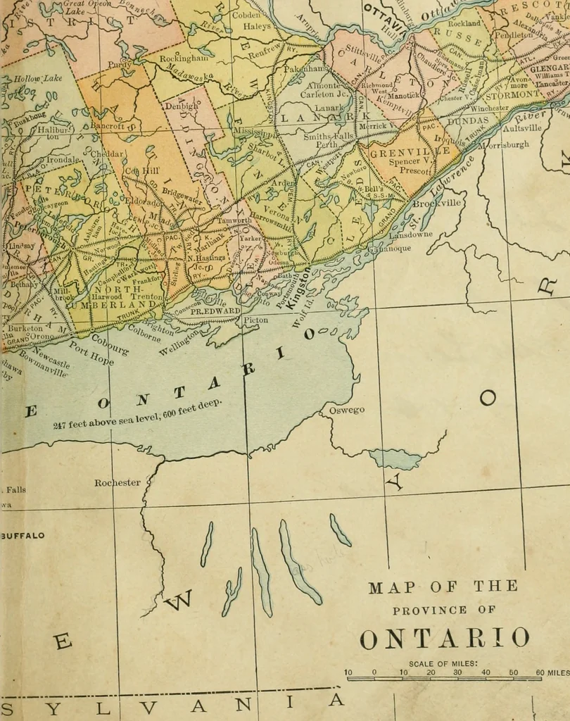 An illustration from Gage's new primer of map geography : for pupils preparing for promotion examinations, pupils preparing for entrance examinations, pupils preparing for junior and senior leaving examinations, students preparing for teachers' certificates, and all official examinations, 1892, leaf 4