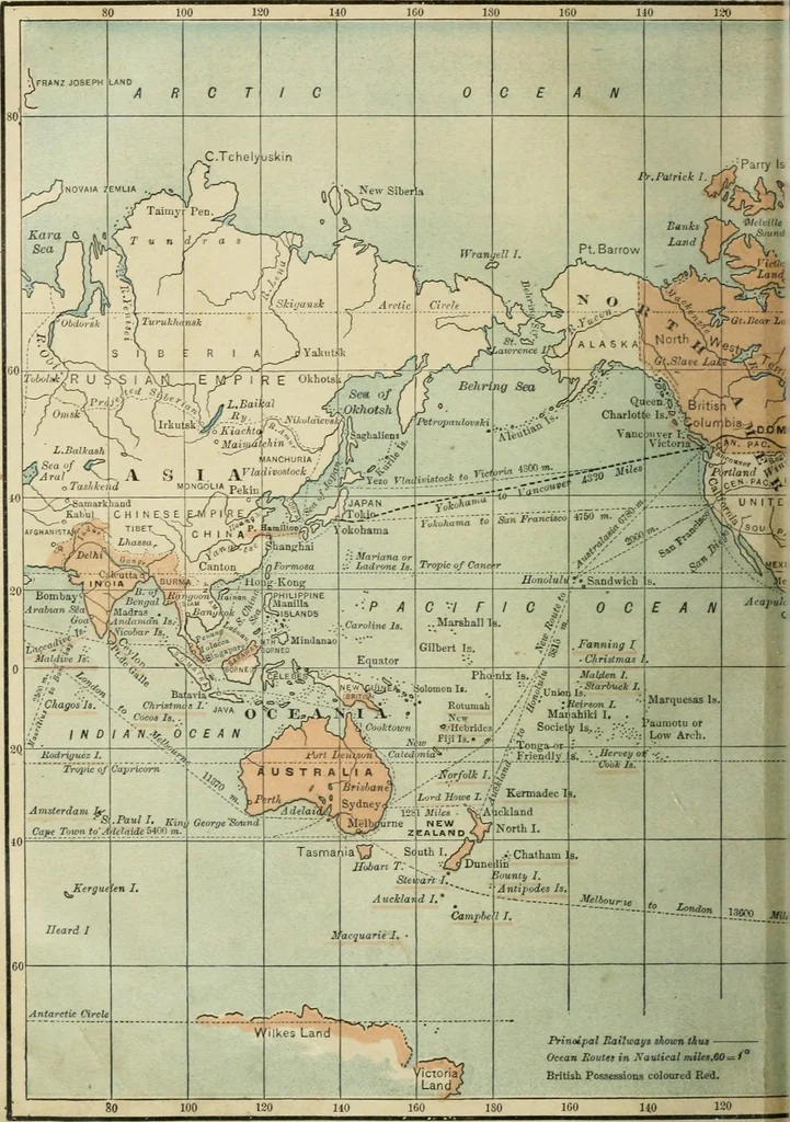 An illustration from Gage's new primer of map geography : for pupils preparing for promotion examinations, pupils preparing for entrance examinations, pupils preparing for junior and senior leaving examinations, students preparing for teachers' certificates, and all official examinations, 1892, leaf 57