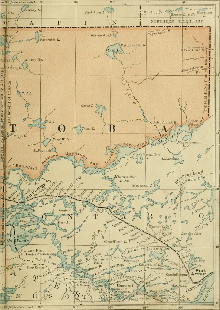 An illustration from Gage's new primer of map geography : for pupils preparing for promotion examinations, pupils preparing for entrance examinations, pupils preparing for junior and senior leaving examinations, students preparing for teachers' certificates, and all official examinations, 1892, leaf 90