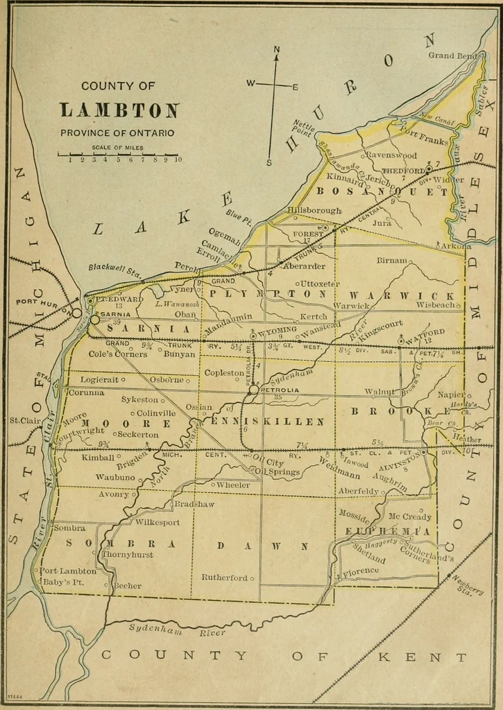 An illustration from Gage's new primer of map geography : for pupils preparing for promotion examinations, pupils preparing for entrance examinations, pupils preparing for junior and senior leaving examinations, students preparing for teachers' certificates, and all official examinations, 1892, leaf 98