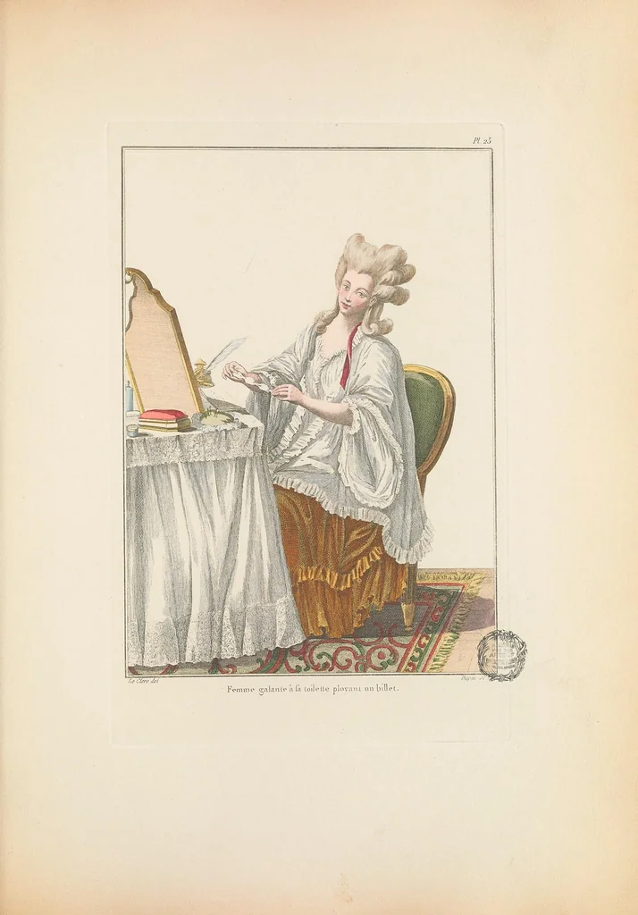 An illustration from Galerie des modes et costumes français, dessinés d'après nature, 1778-1787;, 1912, leaf 135