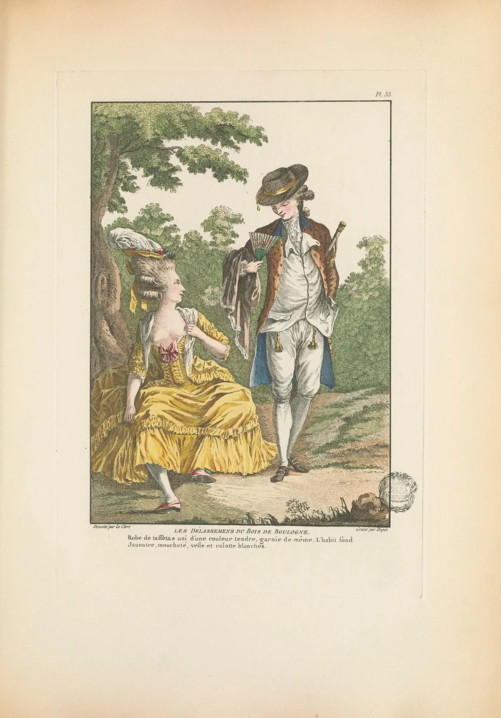 An illustration from Galerie des modes et costumes français, dessinés d'après nature, 1778-1787;, 1912, leaf 175