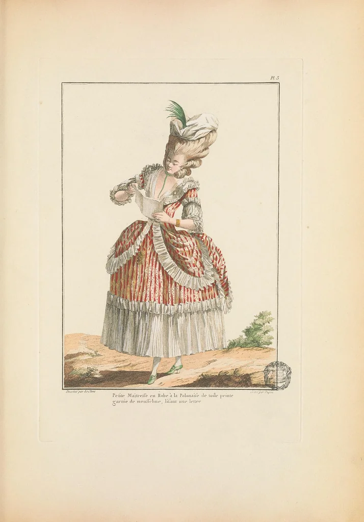 An illustration from Galerie des modes et costumes français, dessinés d'après nature, 1778-1787;, 1912, leaf 55