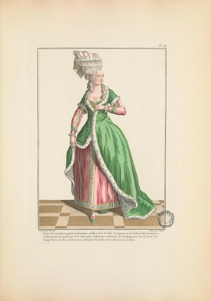 An illustration from Galerie des modes et costumes français, dessinés d'après nature, 1778-1787;, 1912, leaf 21