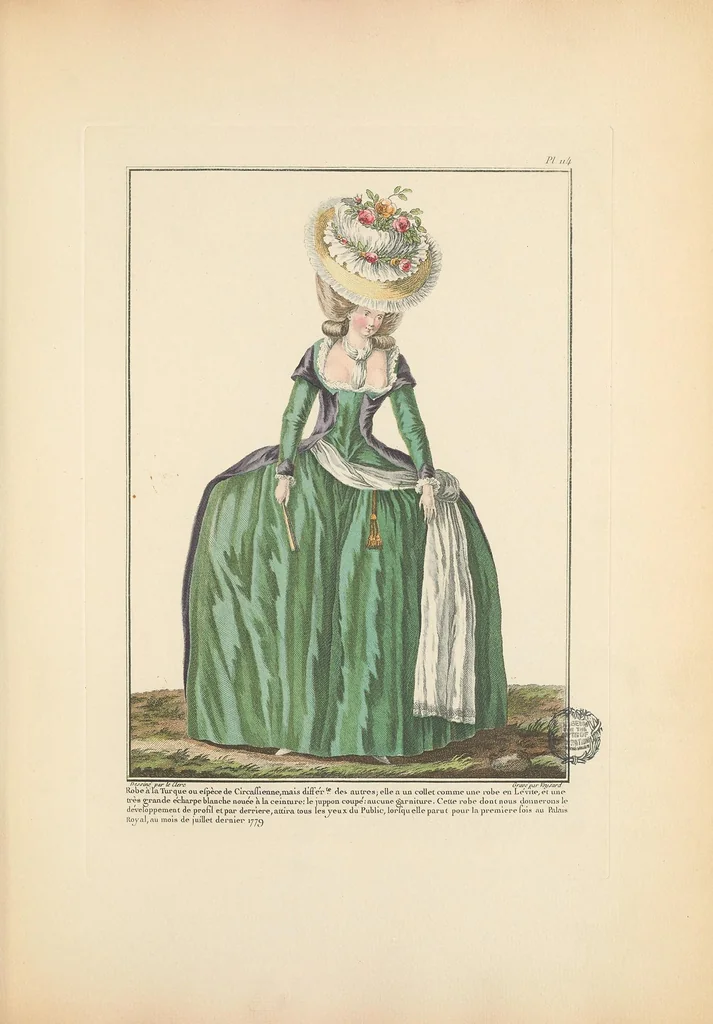 An illustration from Galerie des modes et costumes français, dessinés d'après nature, 1778-1787;, 1912, leaf 21