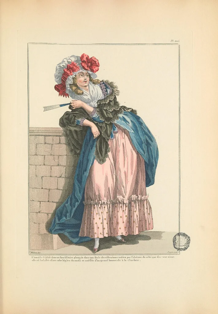 An illustration from Galerie des modes et costumes français, dessinés d'après nature, 1778-1787;, 1912, leaf 185