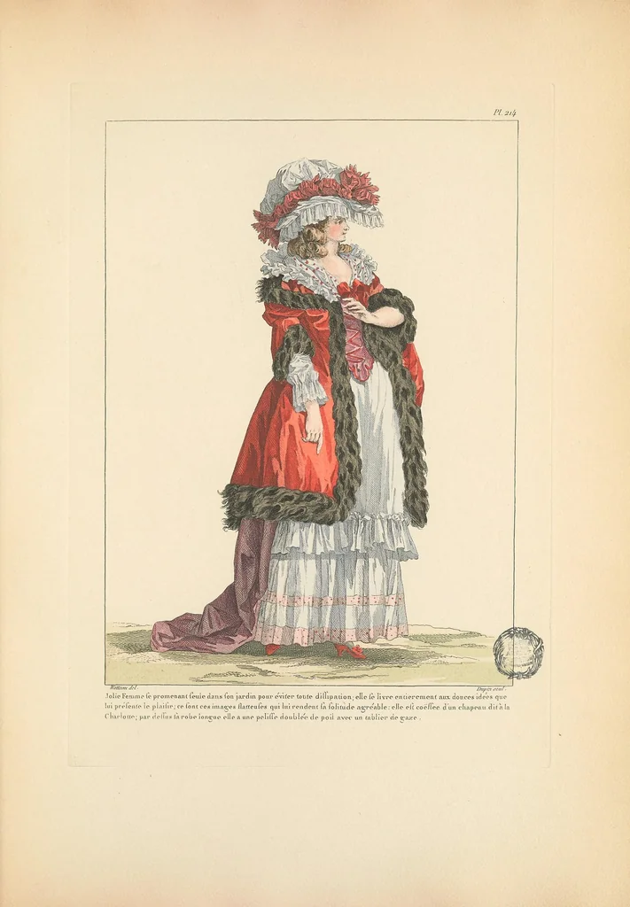 An illustration from Galerie des modes et costumes français, dessinés d'après nature, 1778-1787;, 1912, leaf 221