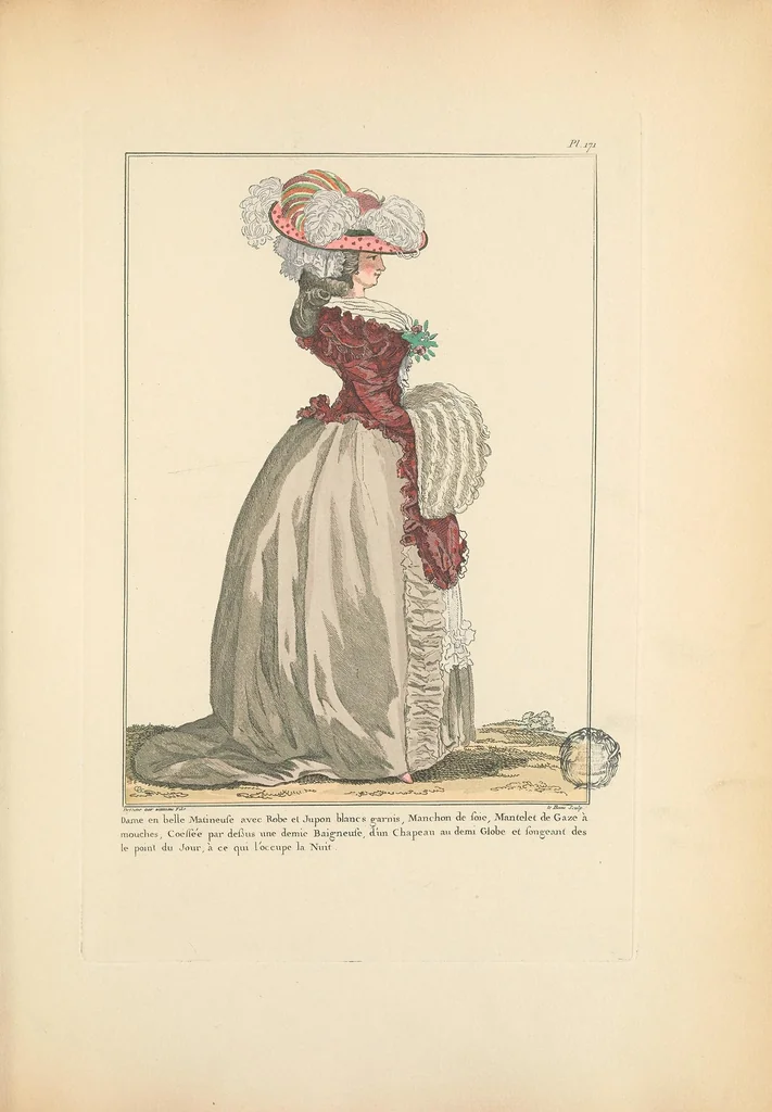 An illustration from Galerie des modes et costumes français, dessinés d'après nature, 1778-1787;, 1912, leaf 49