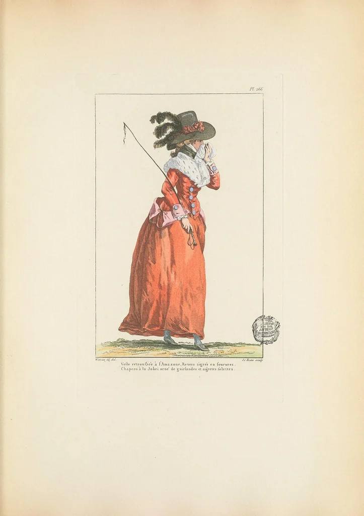 An illustration from Galerie des modes et costumes français, dessinés d'après nature, 1778-1787;, 1912, leaf 209