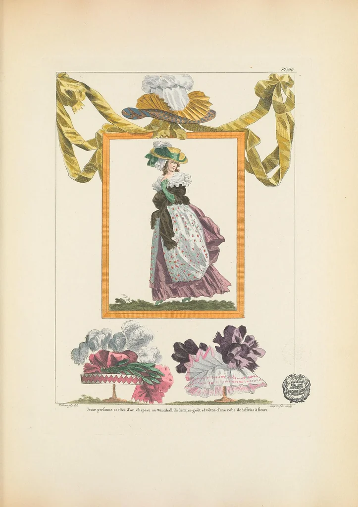 An illustration from Galerie des modes et costumes français, dessinés d'après nature, 1778-1787;, 1912, leaf 89