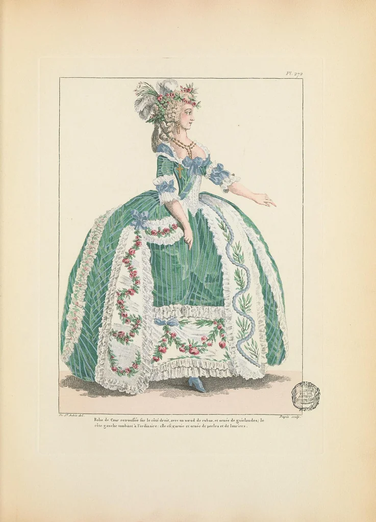 An illustration from Galerie des modes et costumes français, dessinés d'après nature, 1778-1787;, 1912, leaf 13